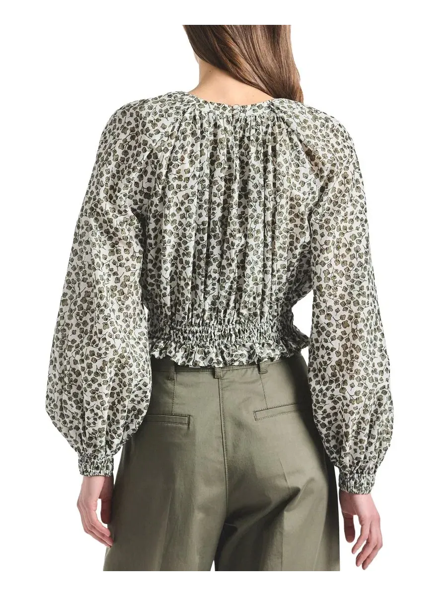 Блуза с принтом клевер и сборкой на талии Charlee Mini Clover Print Gathered Derek Lam 10 Crosby — изображение 4 из 4