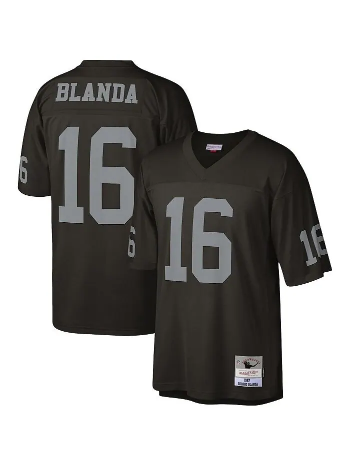 Мужская черная майка Джорджа Бланды Las Vegas Raiders 1967 Legacy Replica Mitchell & Ness