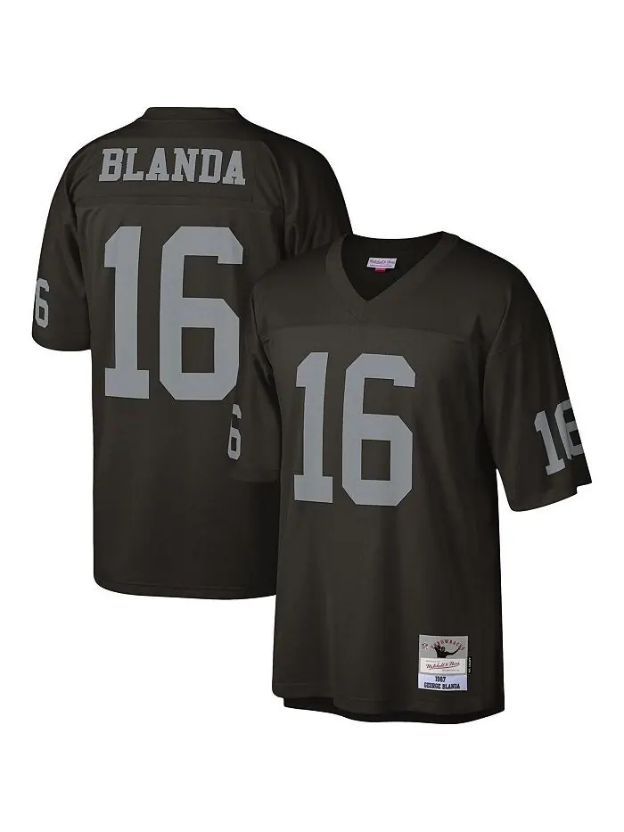 Мужская черная майка Джорджа Бланды Las Vegas Raiders 1967 Legacy Replica Mitchell & Ness — изображение 2 из 4, черный