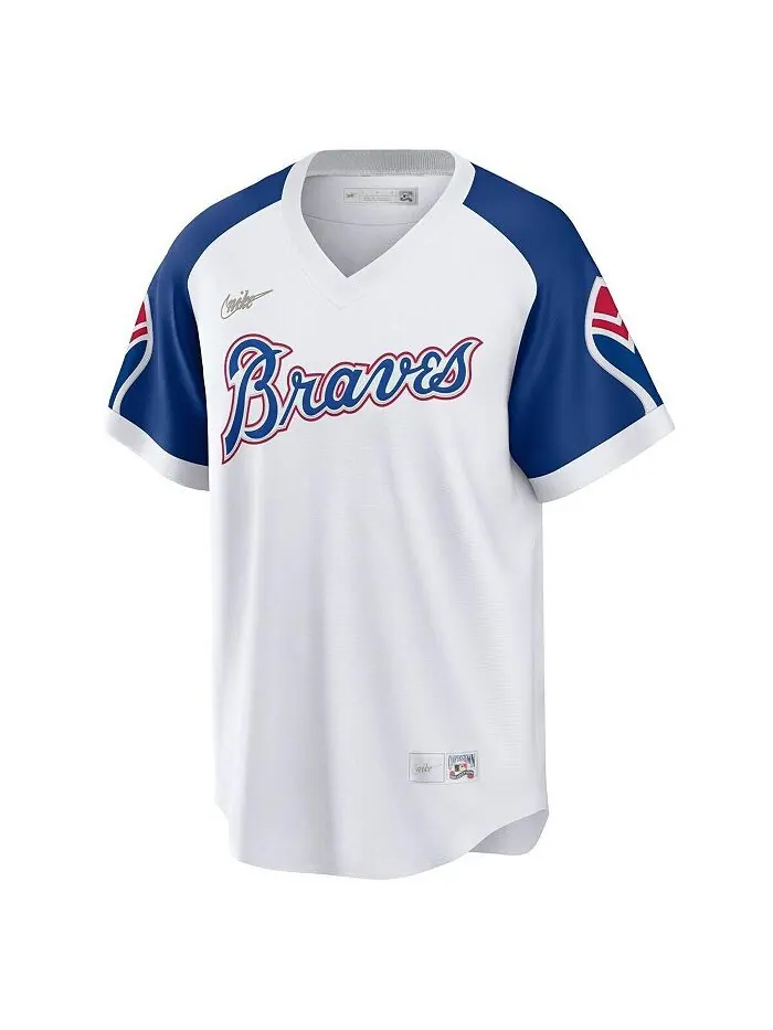 Мужская футболка игрока Hank Aaron White Atlanta Braves Home Cooperstown Collection Nike — изображение 2 из 3, белый