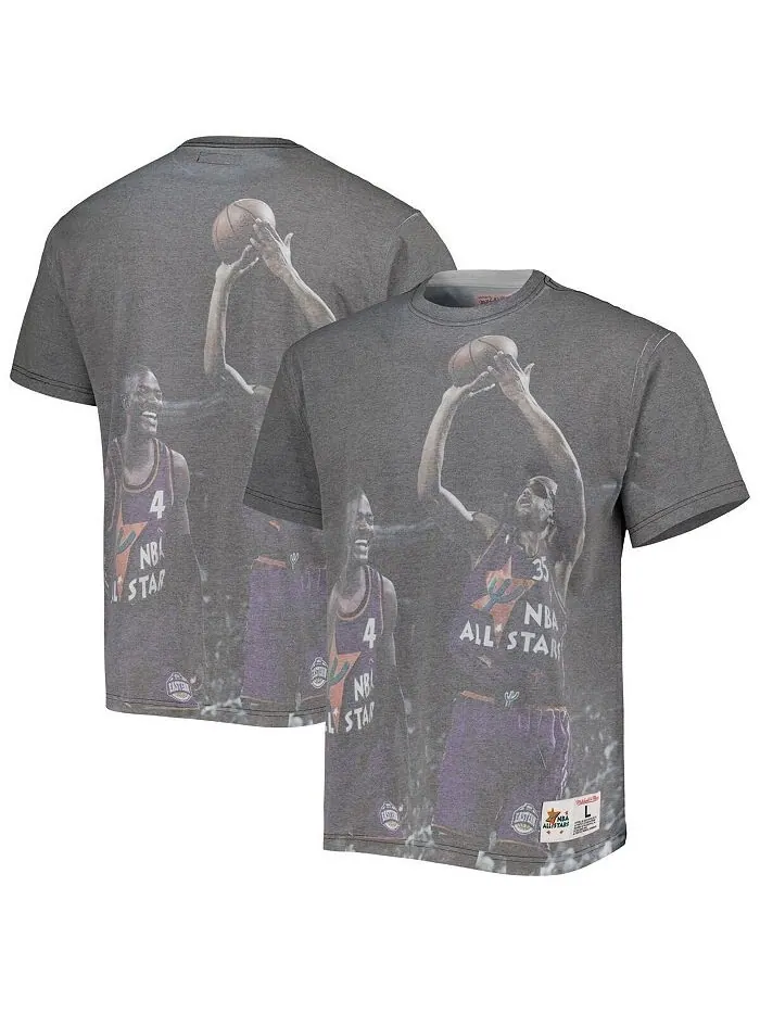 Мужская футболка с рисунком Detroit Pistons выше обода Mitchell & Ness — изображение 2 из 2, серый