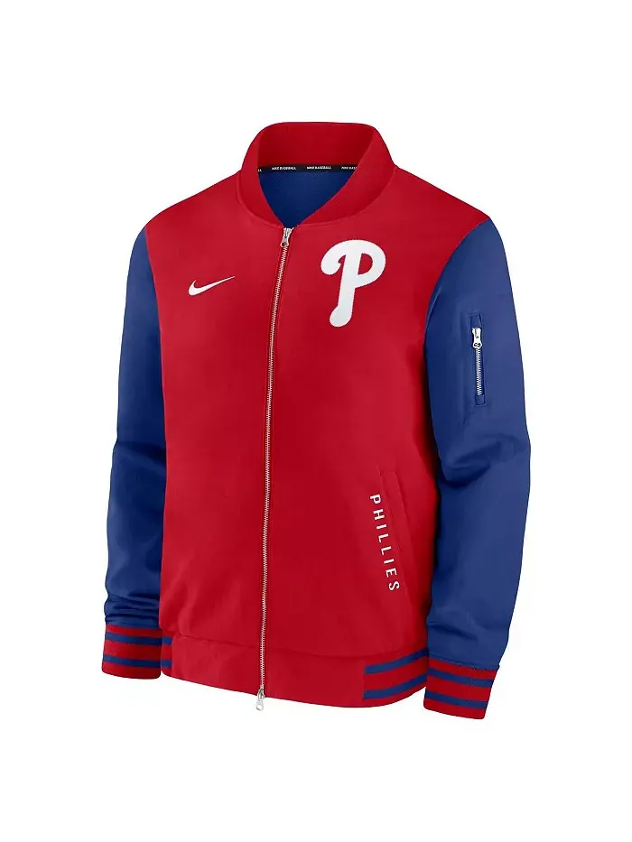 Мужская красно-синяя бомбер Philadelphia Phillies Authentic Collection с молнией Nike — изображение 3 из 3