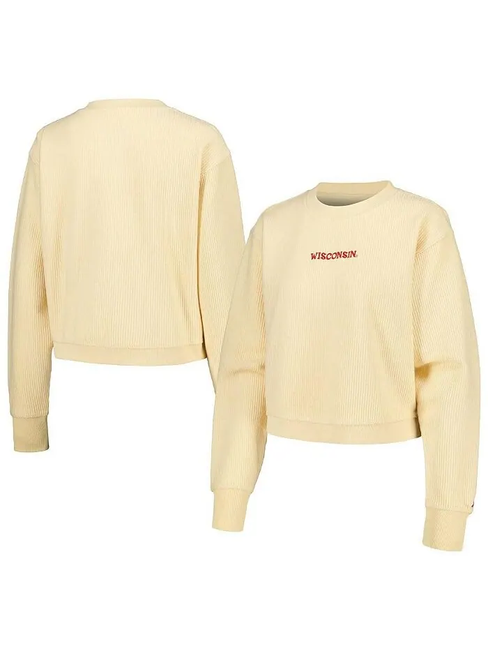 Женский укороченный пуловер кремового цвета Wisconsin Badgers Timber League Collegiate Wear