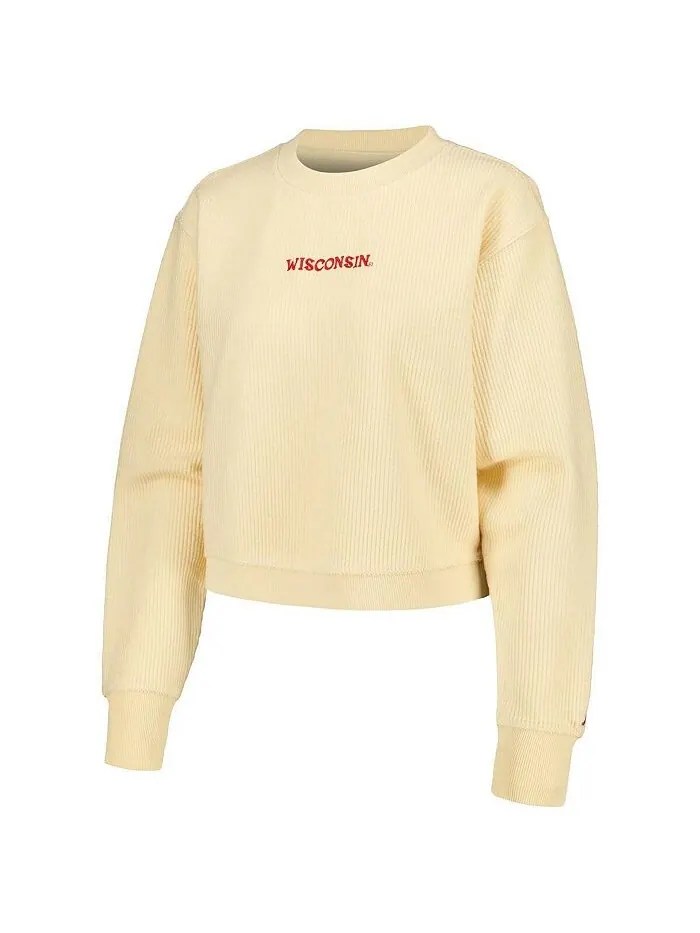 Женский укороченный пуловер кремового цвета Wisconsin Badgers Timber League Collegiate Wear — изображение 3 из 4, бежевый