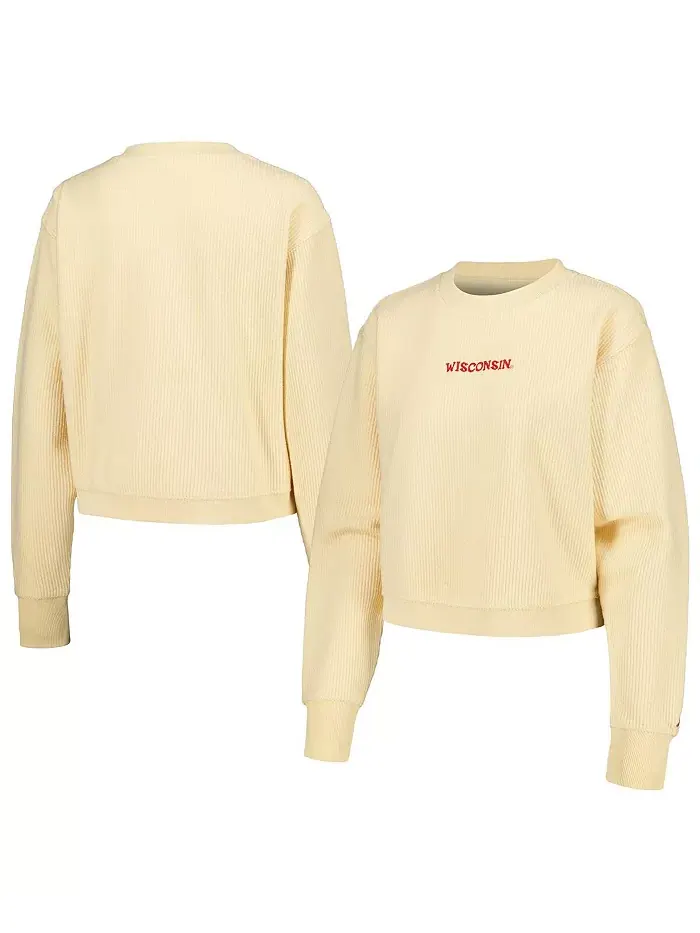 Женская кремовая укороченная толстовка Wisconsin Badgers Timber League Collegiate Wear — изображение 1 из 4