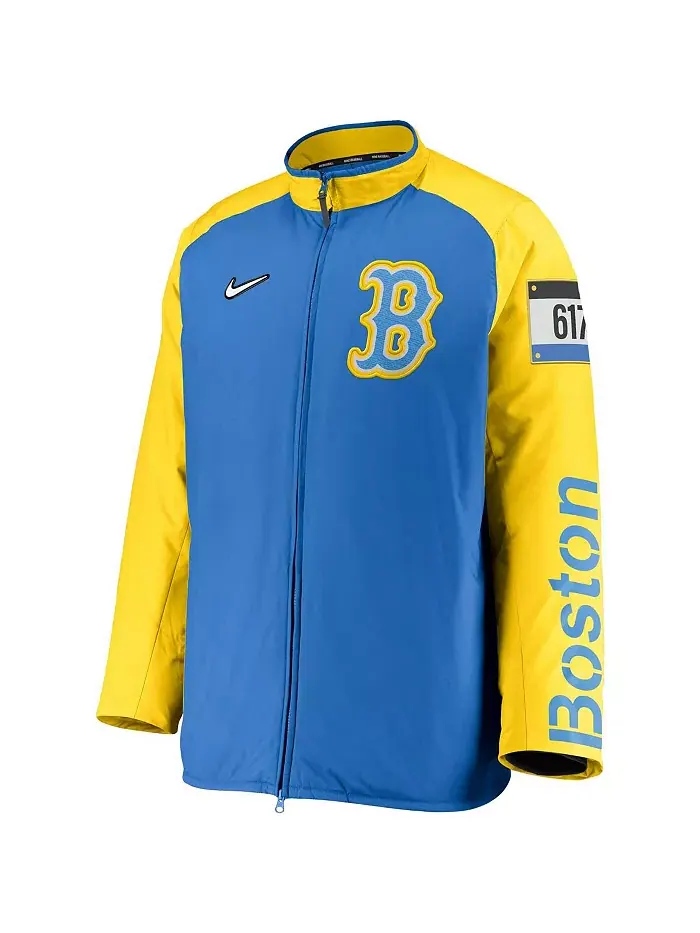 Мужская светло-голубая бейсбольная куртка Boston Red Sox City Connect с полной застежкой-молнией — изображение 2 из 3