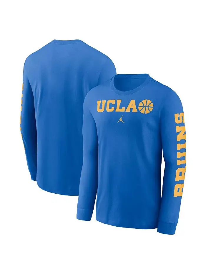 Мужская синяя баскетбольная футболка с длинным рукавом UCLA Bruins Icon Two-Hit Jordan