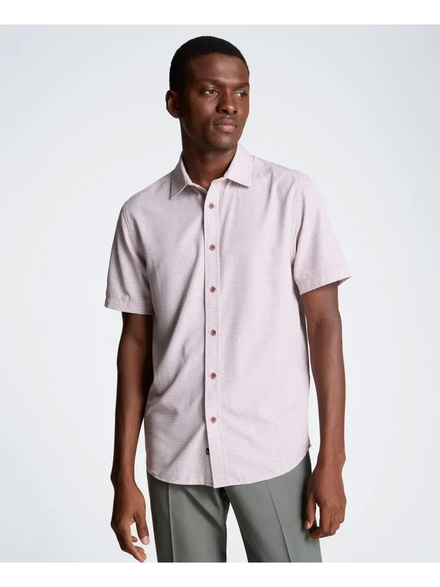 Классическая рубашка с коротким рукавом Kenneth Cole, Oxford Texture Grape