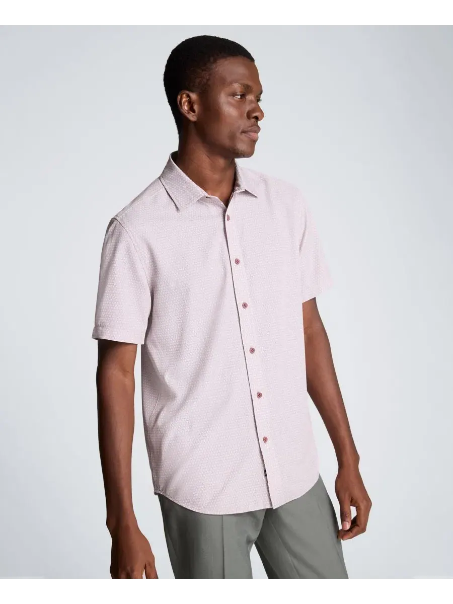 Классическая рубашка с коротким рукавом Kenneth Cole, Oxford Texture Grape — изображение 4 из 6