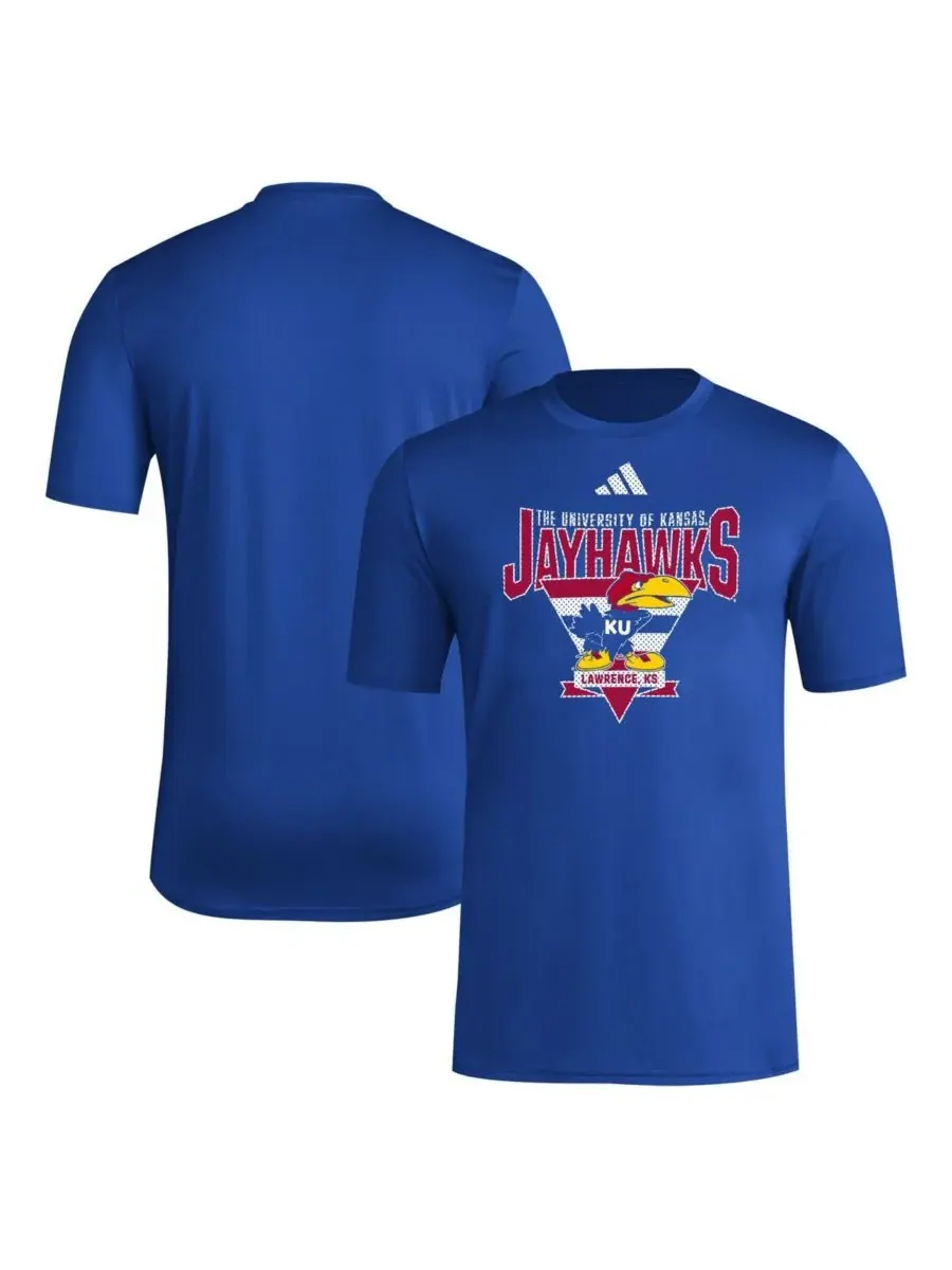 Мужская футболка Royal Kansas Jayhawks 2024 Locker Trilateral Pre-Game T-Shirt Adidas