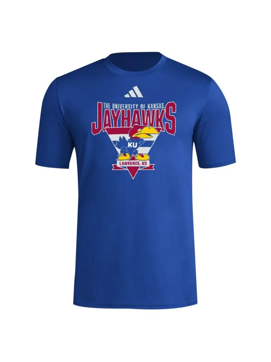 Мужская футболка Royal Kansas Jayhawks 2024 Locker Trilateral Pre-Game T-Shirt Adidas — изображение 3 из 3, королевский