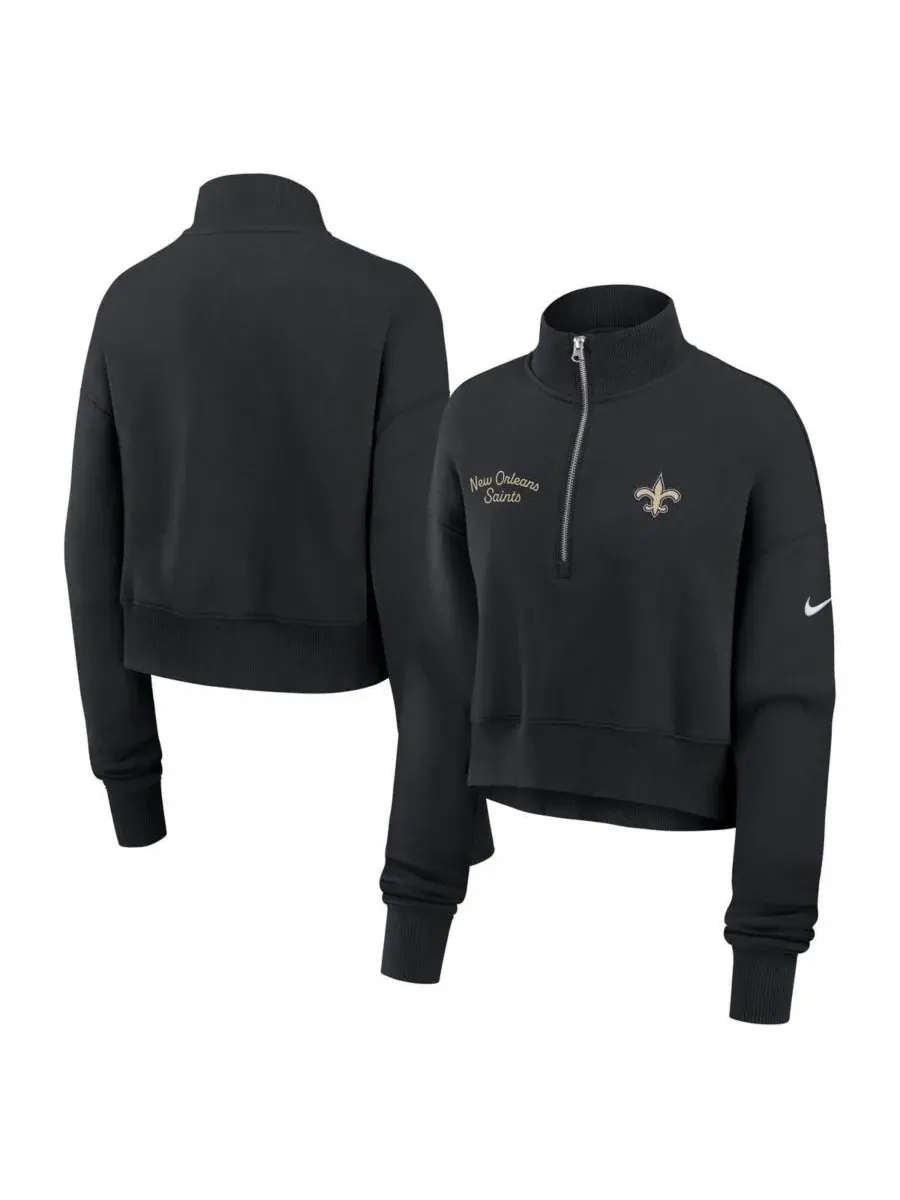 Nike Женская черная толстовка New Orleans Saints Primetime Phoenix с половинной молнией