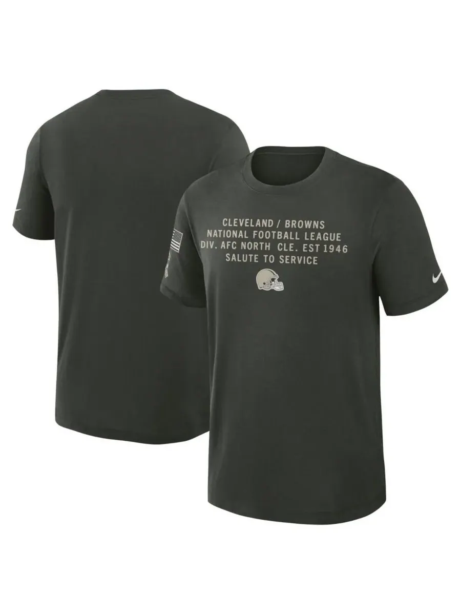 Nike Мужская темно-зеленая футболка Cleveland Browns 2025 Salute to Service Sideline Slub Dri-FIT