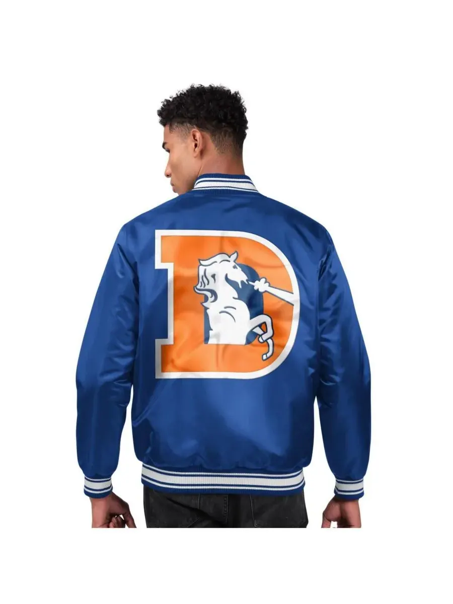 Мужская атласная куртка-бомбер Royal Denver Broncos Locker Room с застежкой на кнопках Starter — изображение 2 из 2
