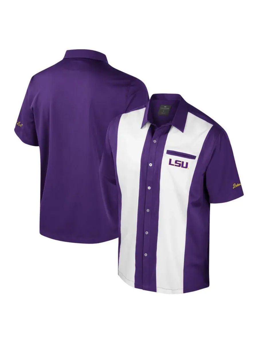 Colosseum Мужская фиолетовая рубашка для боулинга LSU Tigers Strike