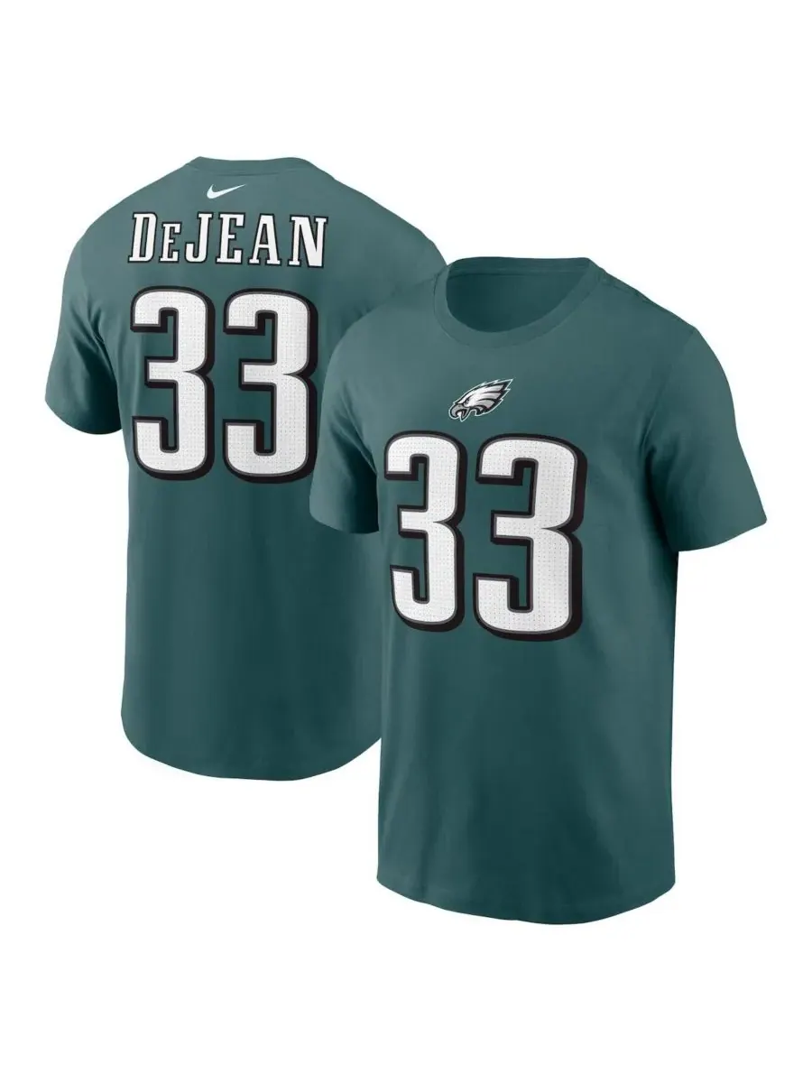 Nike Мужская футболка Cooper DeJean Midnight Green с именем и номером игрока команды Philadelphia