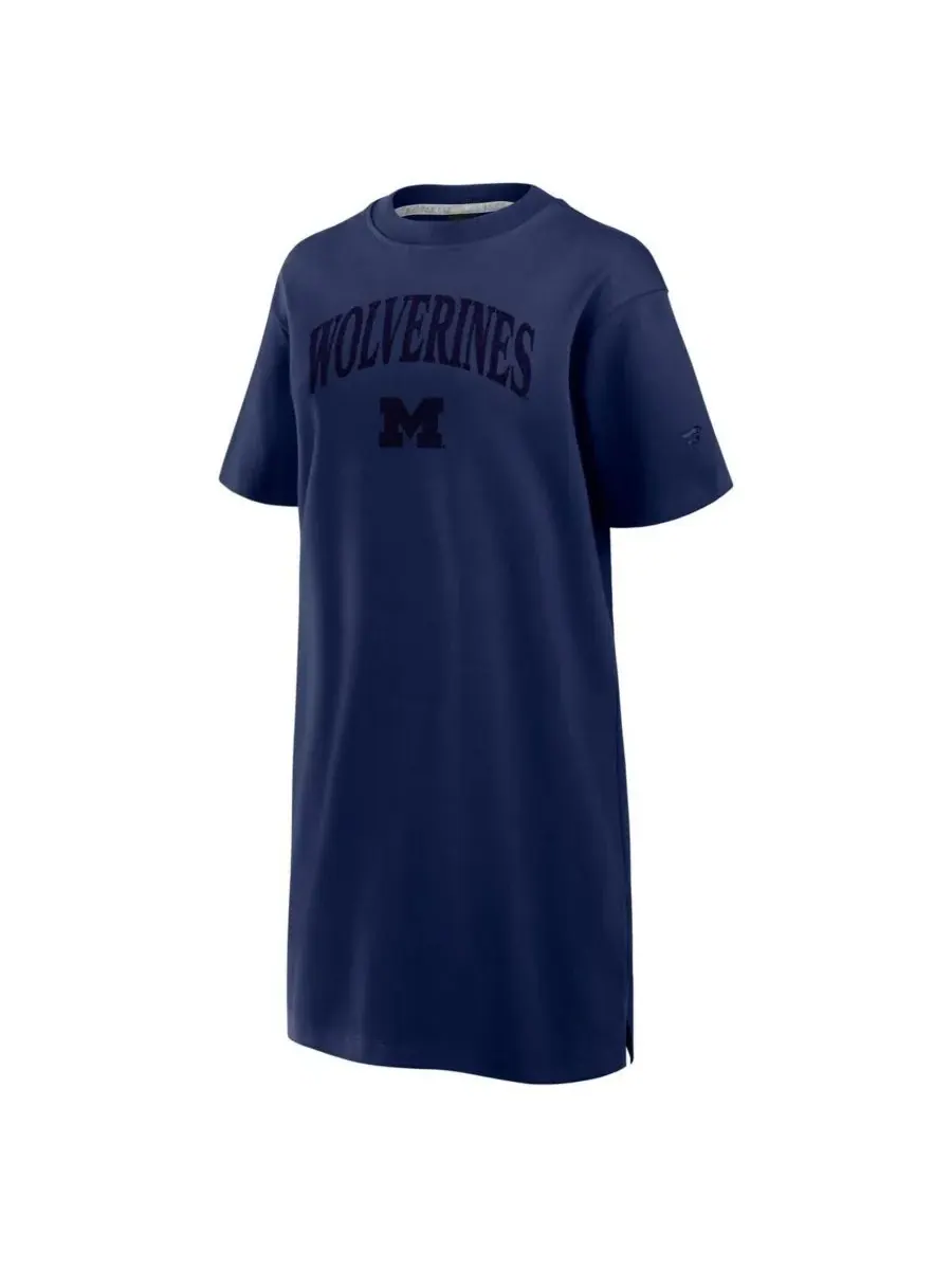 Fanatics Женское темно-синее платье-футболка Michigan Wolverines Elements Go Tri-Blend — изображение 2 из 4, темно-синий