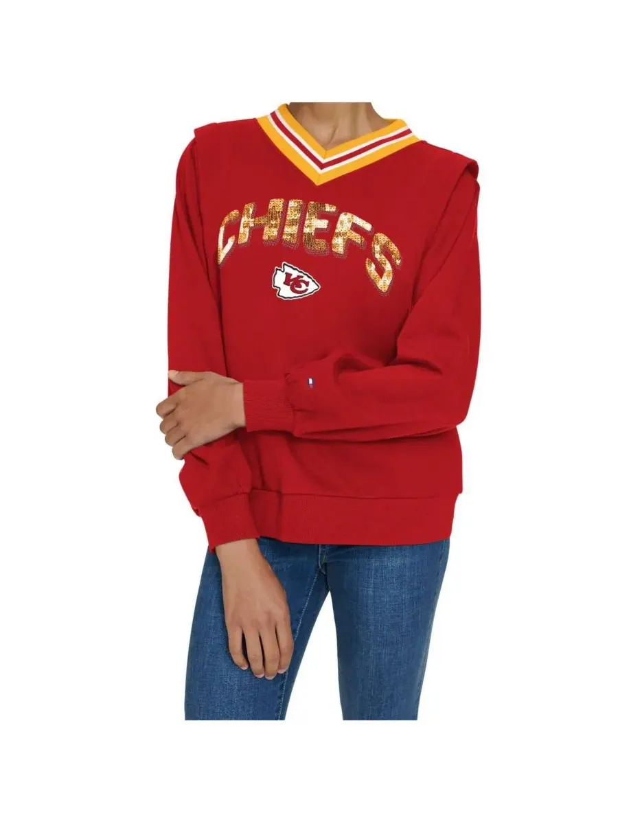 Tommy Hilfiger Женская красная толстовка с V-образным вырезом "Kansas City Chiefs Alice" — изображение 3 из 3, красный
