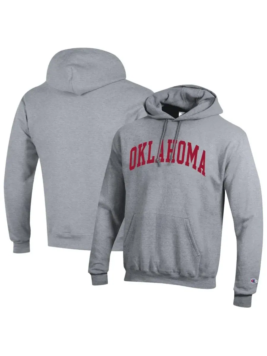 Champion Мужская толстовка с капюшоном из флиса серого цвета с символикой Oklahoma Sooners