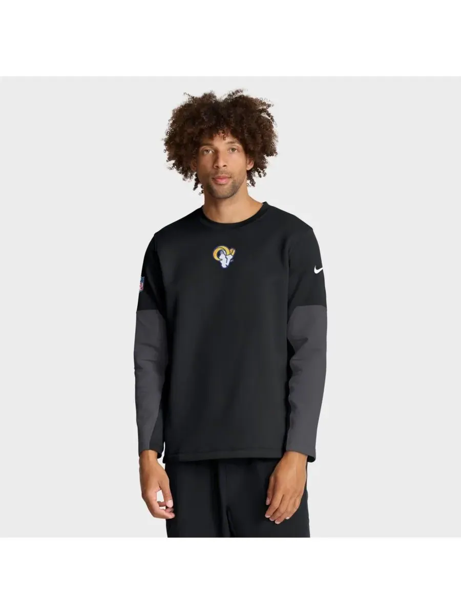 Nike Мужская черная футболка с длинными рукавами Los Angeles Rams Sideline Scripted to Win