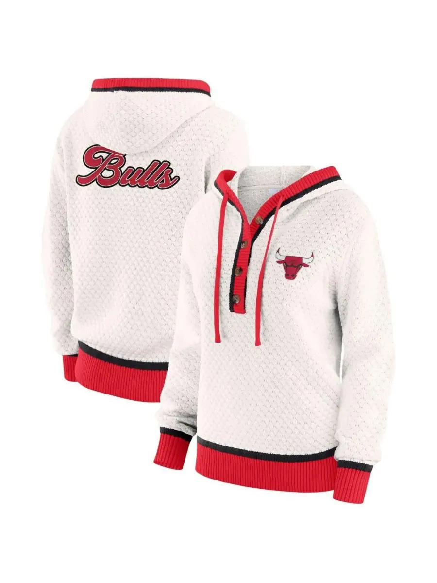 WEAR by Erin Andrews Женская белая толстовка с капюшоном Chicago Bulls больших размеров