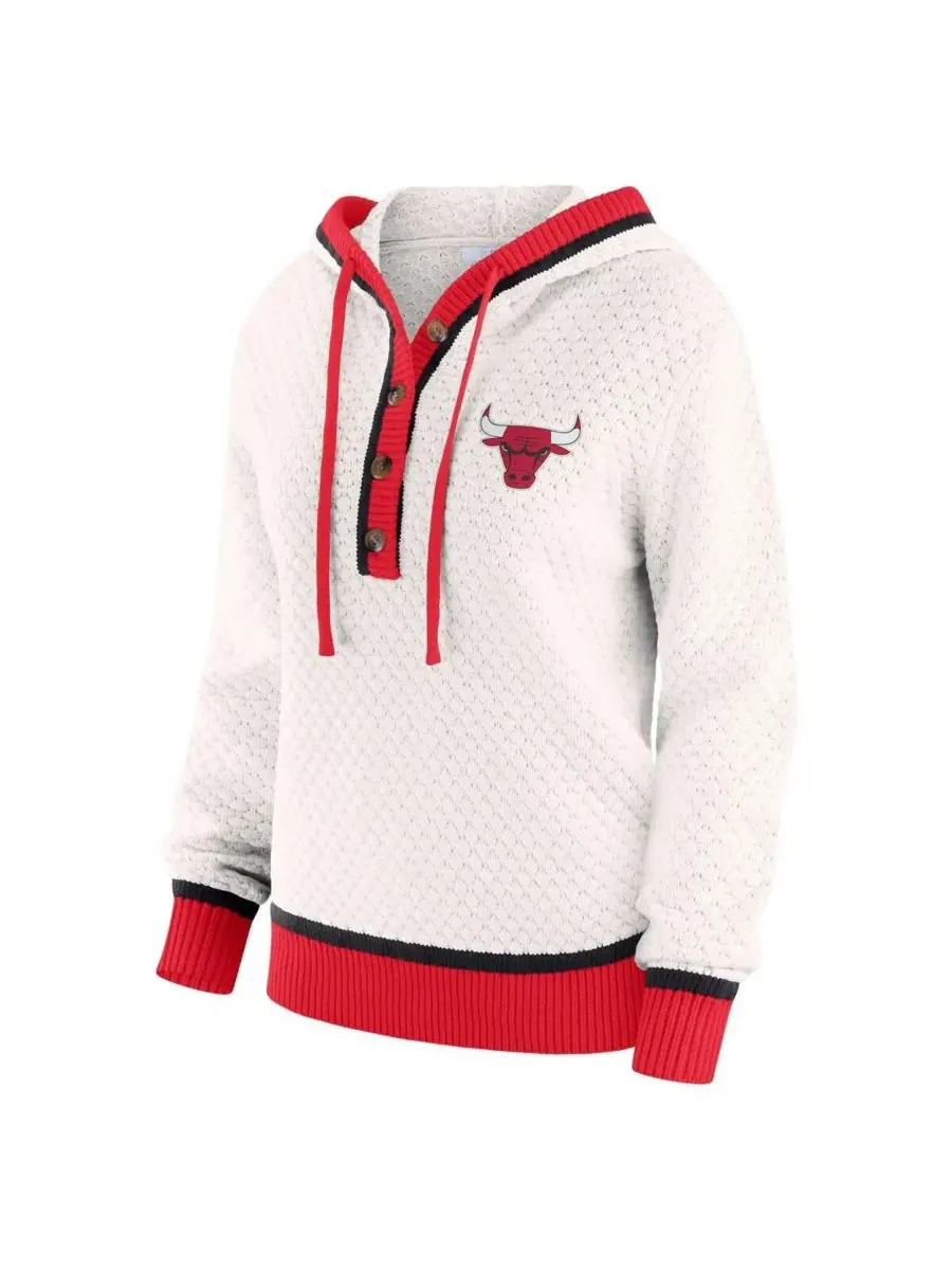 WEAR by Erin Andrews Женская белая толстовка с капюшоном Chicago Bulls больших размеров — изображение 3 из 3, белый