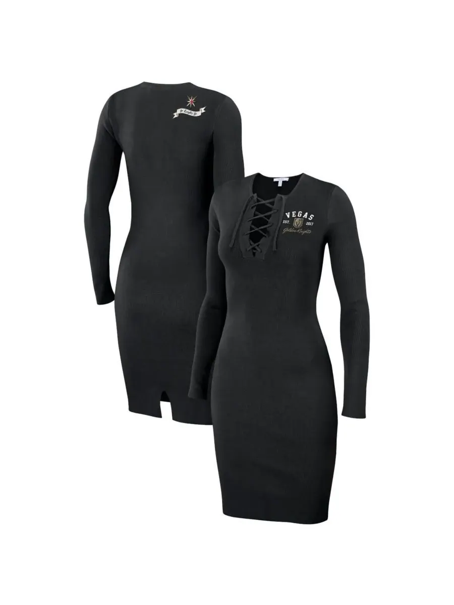 WEAR by Erin Andrews Женское черное платье Vegas Golden Knights на шнуровке