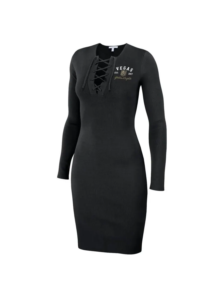 WEAR by Erin Andrews Женское черное платье Vegas Golden Knights на шнуровке — изображение 2 из 3, черный