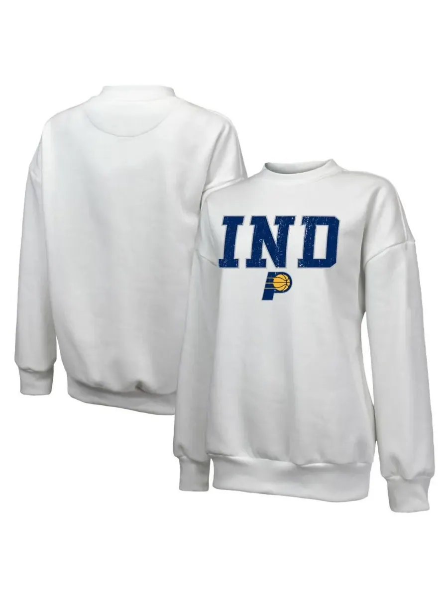 Majestic Женская белая классическая толстовка Indiana Pacers из смешанной ткани