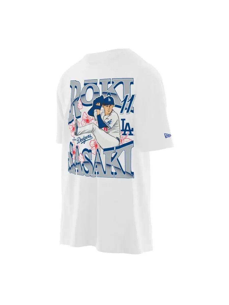 New Era Мужская белая футболка Roki Sasaki с изображением игрока команды Los Angeles Dodgers — изображение 2 из 5, белый