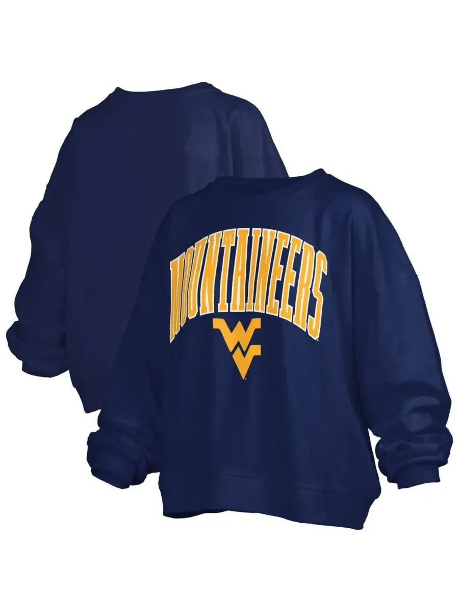 Pressbox Женская темно-синяя толстовка-пуловер West Virginia Mountaineers Janise Arch Over Logo