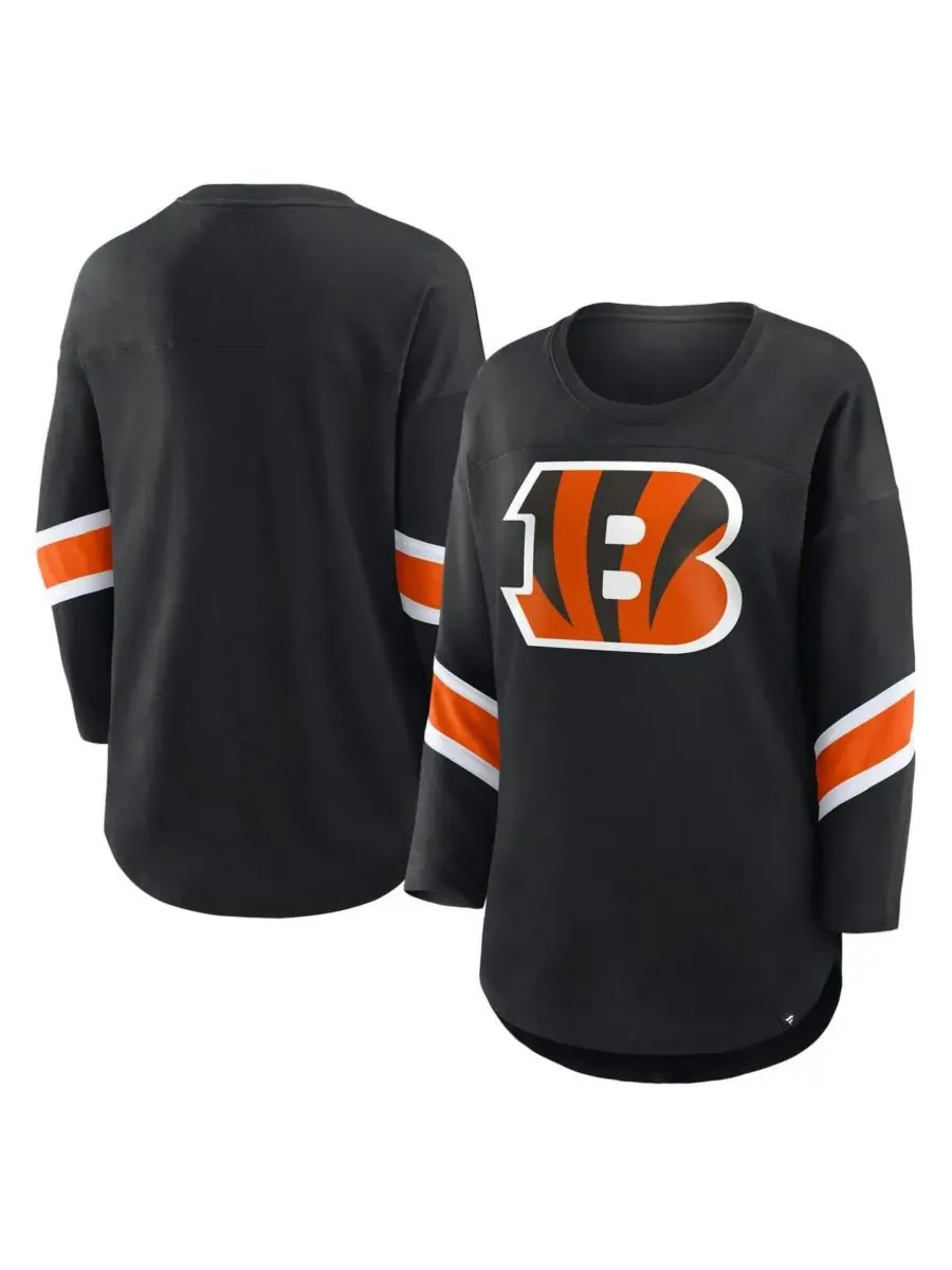 Fanatics Женская черная футболка с рукавами 3/4 Cincinnati Bengals Redzone