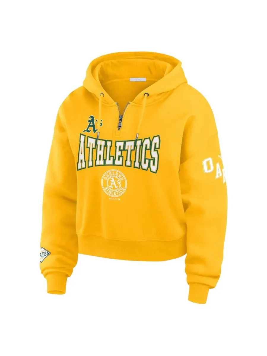 WEAR by Erin Andrews Женская толстовка с капюшоном на молнии золотистого цвета с нашивкой Oakland — изображение 2 из 4