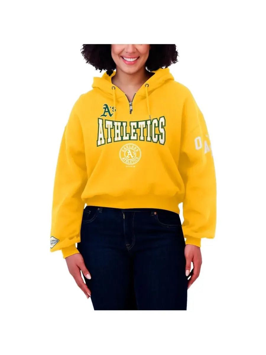 WEAR by Erin Andrews Женская толстовка с капюшоном на молнии золотистого цвета с нашивкой Oakland — изображение 3 из 4