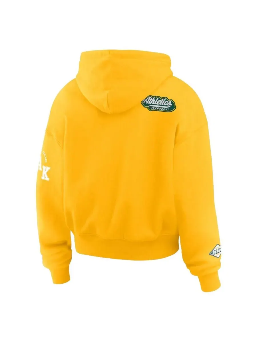 WEAR by Erin Andrews Женская толстовка с капюшоном на молнии золотистого цвета с нашивкой Oakland — изображение 4 из 4