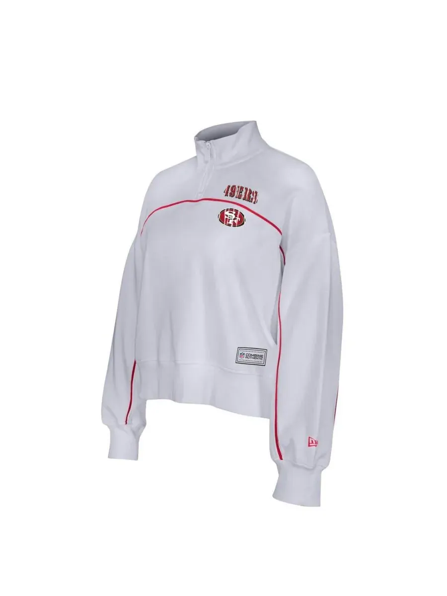 New Era Женская белая толстовка San Francisco 49ers с застежкой-молнией на четверть длины — изображение 2 из 5, белый