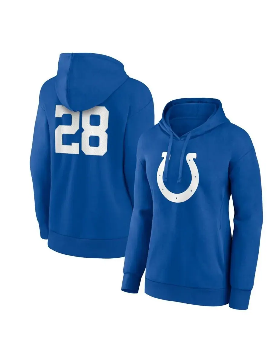 Женская толстовка с V-образным вырезом Jonathan Taylor Royal Indianapolis Colts с изображением