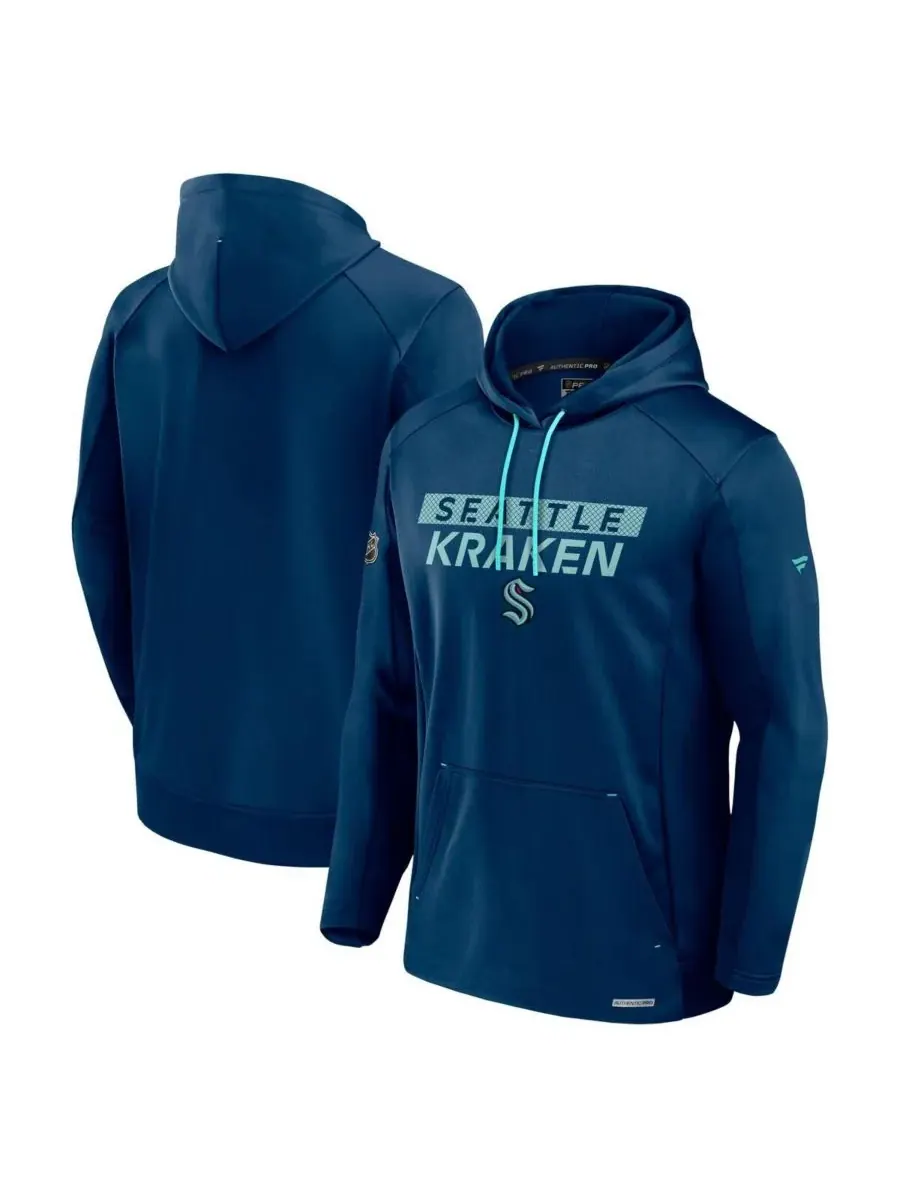 Fanatics Мужская флисовая толстовка Deep Sea Blue Seattle Kraken Authentic Pro Rink