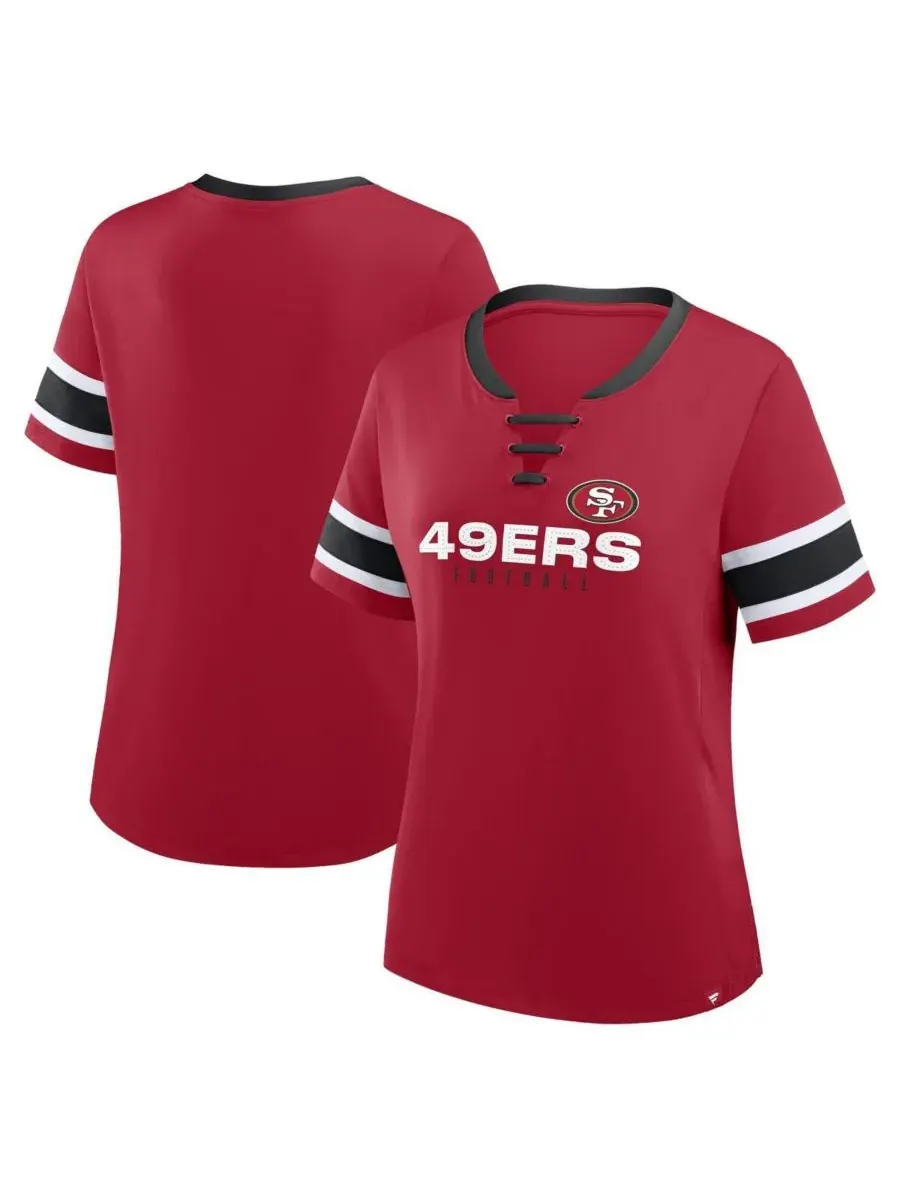 Fanatics Женская алая футболка San Francisco 49ers Redzone Draw Play Athena на шнуровке