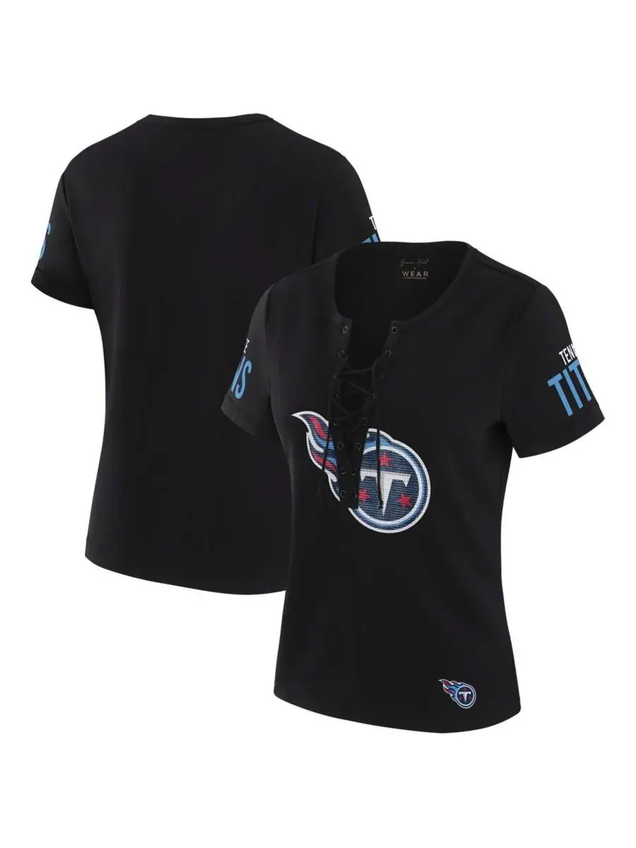 WEAR by Erin Andrews Женская черная футболка на шнуровке x Gracie Hunt Tennessee Titans Draft Me