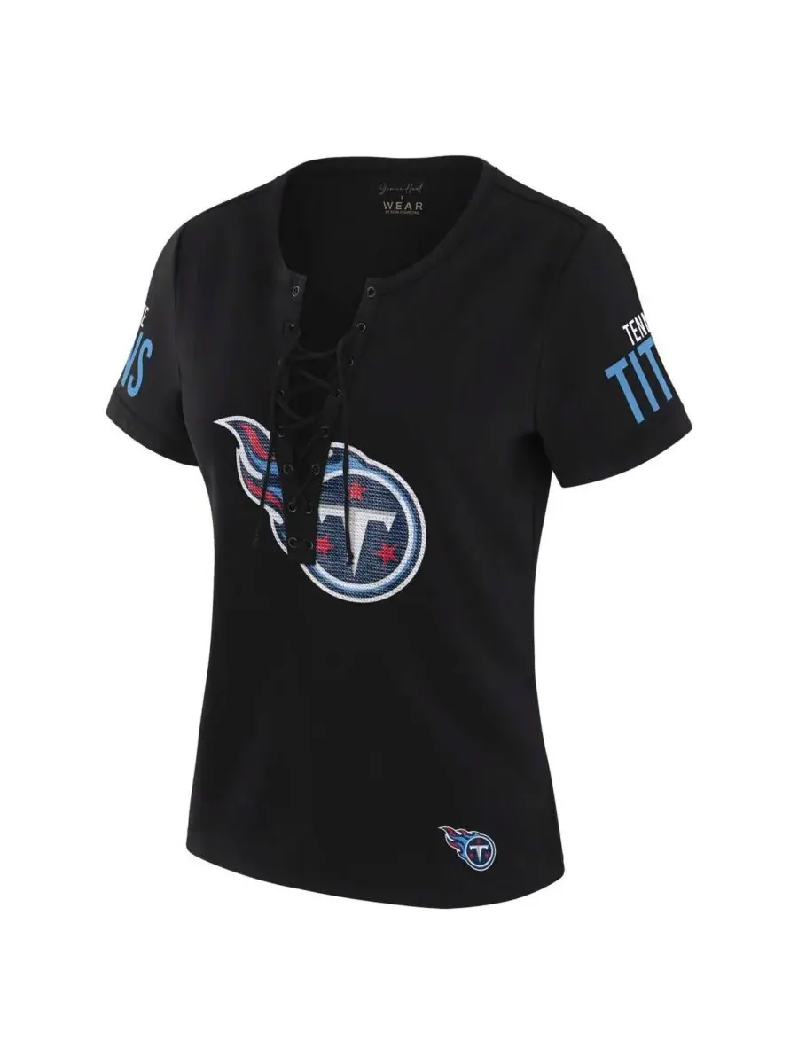 WEAR by Erin Andrews Женская черная футболка на шнуровке x Gracie Hunt Tennessee Titans Draft Me — изображение 2 из 3, черный