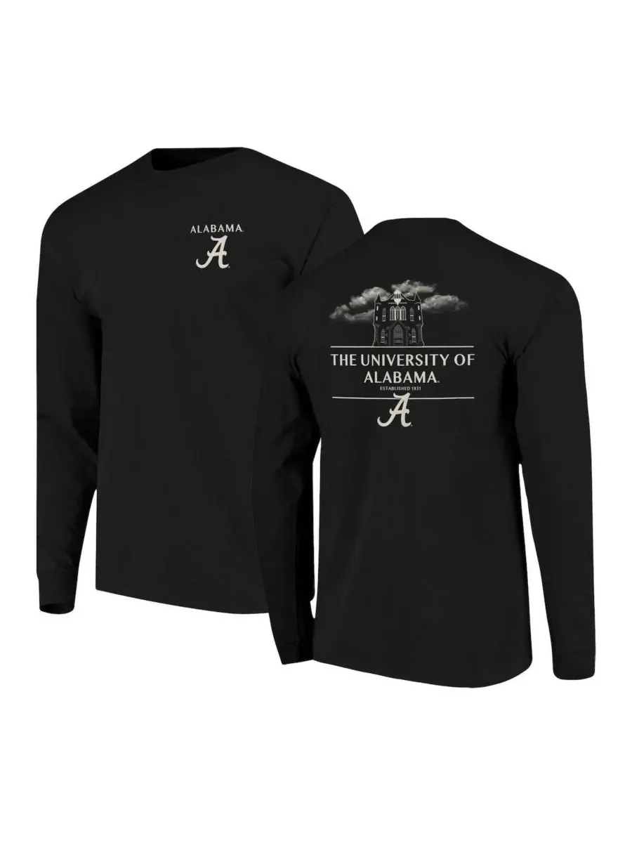 Image One Мужская черная футболка с длинным рукавом Alabama Crimson Tide Comfort Colors Campus