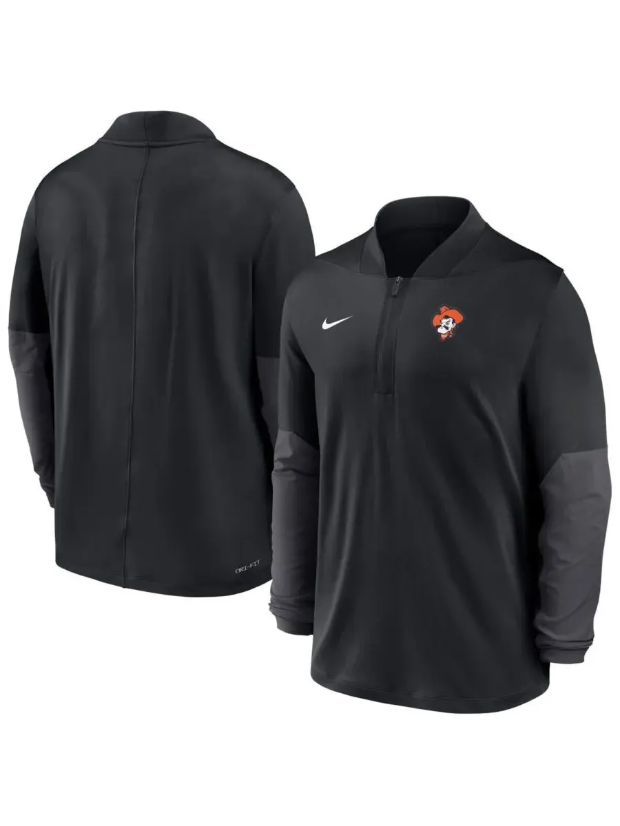 Nike Мужская черная толстовка с застежкой-молнией до середины груди Oklahoma State Cowboys Dri-FIT