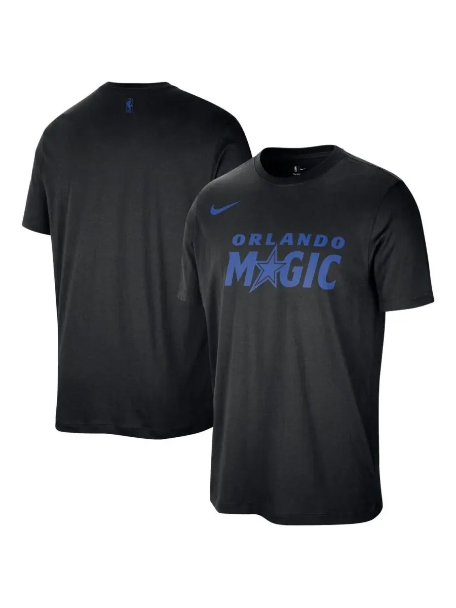 Nike Мужская и женская черная футболка Orlando Magic Team Wordmark Essential