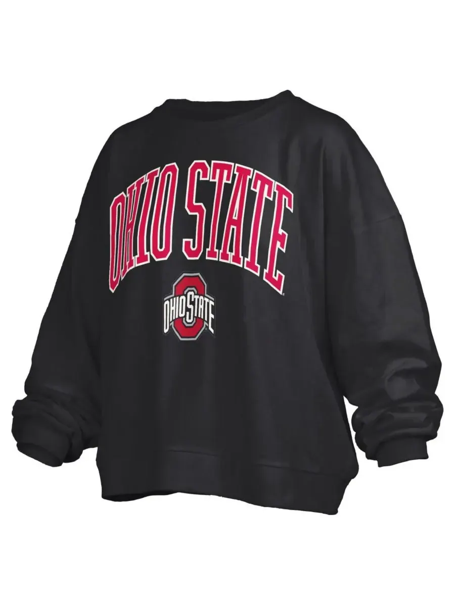 Pressbox Женская черная толстовка-пуловер свободного кроя с логотипом Ohio State Buckeyes Janise — изображение 2 из 3, черный