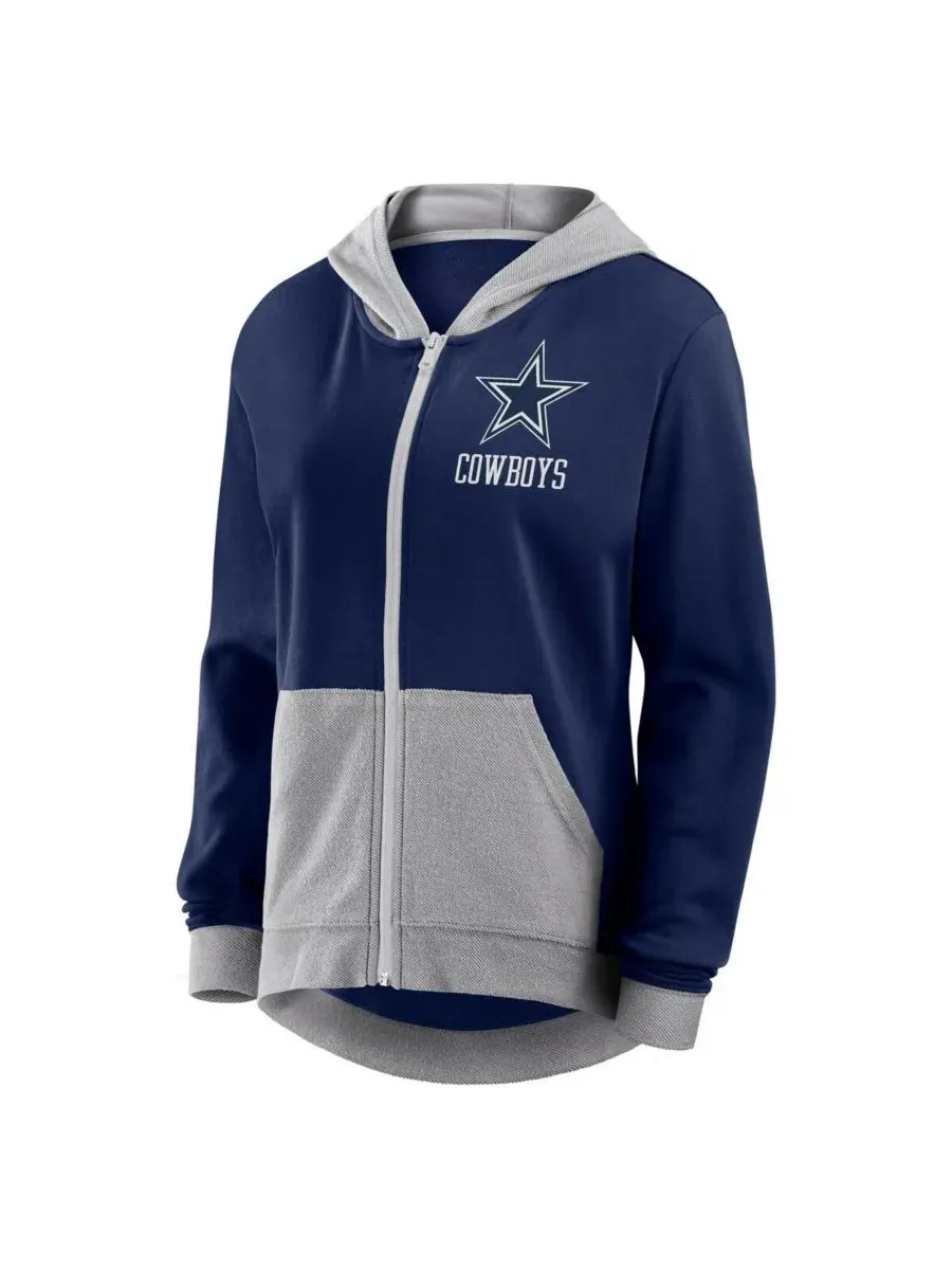 Logo Athletic Женская темно-синяя толстовка на молнии с логотипом Dallas Cowboys Hit It из — изображение 2 из 3, темно-синий