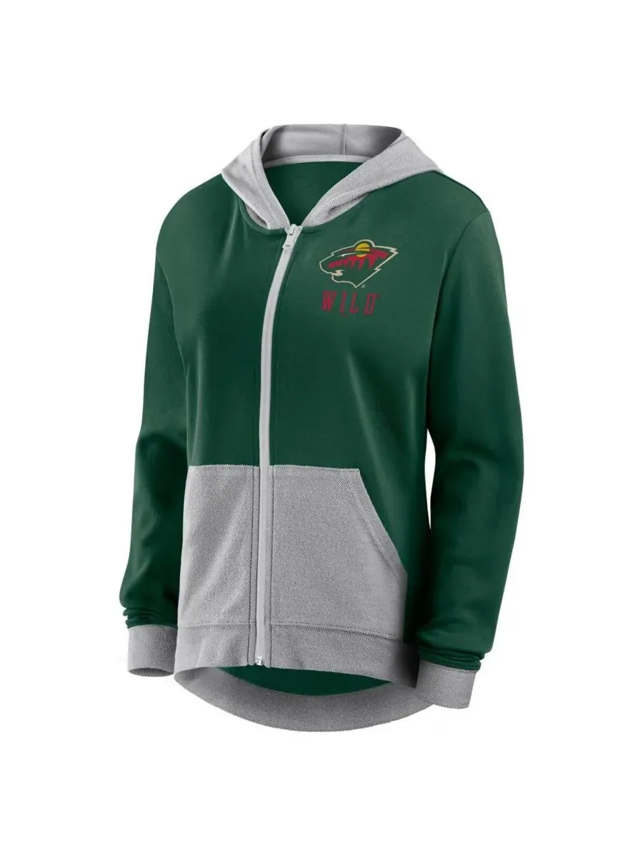 Logo Athletic Женская зеленая толстовка на молнии Minnesota Wild Hit It из французского махрового — изображение 3 из 3