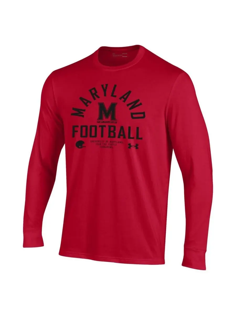 Under Armour Мужская красная футболка с длинным рукавом Maryland Terrapins 2025 Sideline Football — изображение 3 из 3