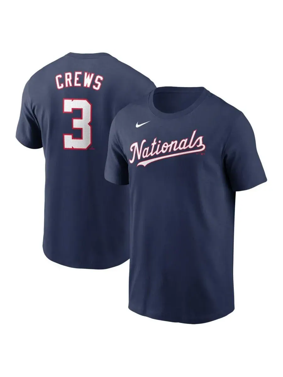 Nike Мужская футболка Dylan Crews Navy Washington Nationals с фузером и номером игрока