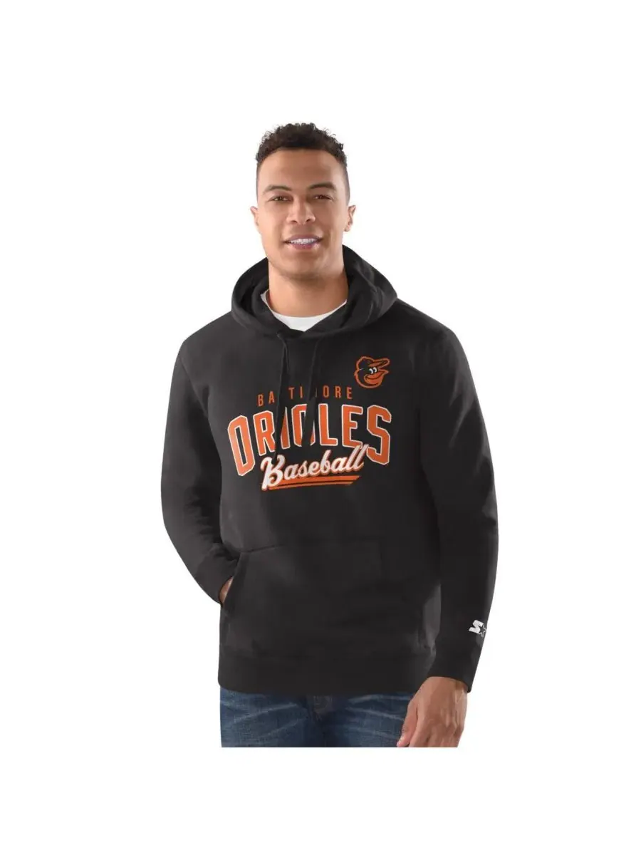 Starter Мужская черная классическая толстовка с капюшоном Baltimore Orioles